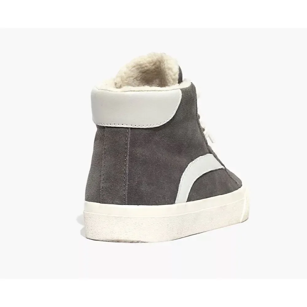 Madewell Sidewalk High-Top Sneakers in Suede and Sherpa W’s7 M’s 5.5